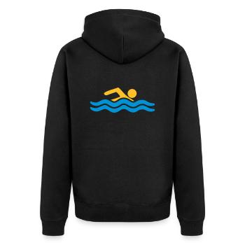 meer schwimmbad urlaub wellen wasser cool sport lo - Unisex Premium Bio Zip Hoodie - Schwarz - Hinten - Nico (187cm)