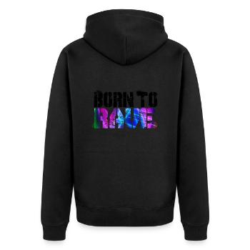 Born To Rave - Unisex Premium Bio Zip Hoodie - Schwarz - Hinten - Nico (187cm)