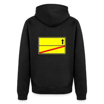 Ortsschild Vorlage - Unisex Premium Bio Zip Hoodie - Schwarz - Hinten - Nico (187cm)