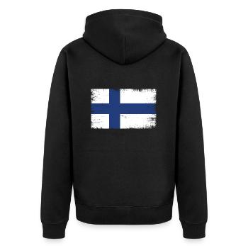 Finland Suomi Flag Flag - Unisex Premium Organic Zip Hoodie - black - Back - Nico (187cm)