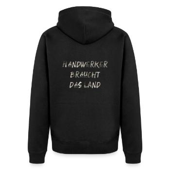 Handwerker braucht das Land Spruch lustig - Unisex Premium Bio Zip Hoodie - Schwarz - Hinten - Nico (187cm)