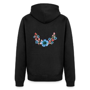 blumen - Unisex Premium Bio Zip Hoodie - Schwarz - Hinten - Nico (187cm)