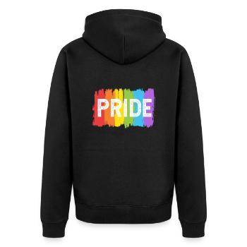 Pride Regenbogen LGBT LGBTQ Flagge - Unisex Premium Bio Zip Hoodie - Schwarz - Hinten - Nico (187cm)