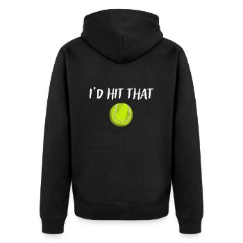 Funny Tennis Apparel Funny Sayings Id hit that - Unisex Premium Organic Zip Hoodie - black - Back - Nico (187cm)