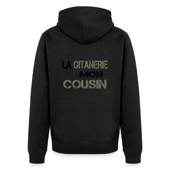 La gitanerie mon cousin - Veste à capuche bio Premium Unisexe - noir - Dos - Nico (187cm)