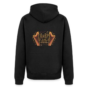 Harfe Musik Instrument Harfenspieler Harfenlehrer - Unisex Premium Bio Zip Hoodie - Schwarz - Hinten - Nico (187cm)