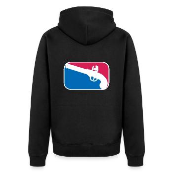 Piraten Revolver Pistole lustiges Geschenk - Unisex Premium Bio Zip Hoodie - Schwarz - Hinten - Nico (187cm)