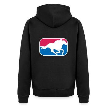 Rennpferd reiten Reitsport Pferde lustige Geschenk - Unisex Premium Bio Zip Hoodie - Schwarz - Hinten - Nico (187cm)