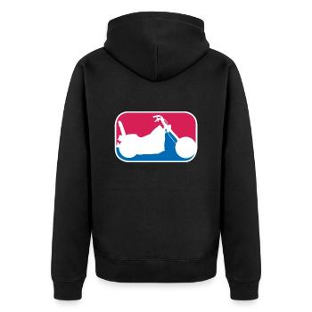 Chopper american Motorrad Highway Biker Geschenk - Unisex Premium Bio Zip Hoodie - Schwarz - Hinten - Nico (187cm)