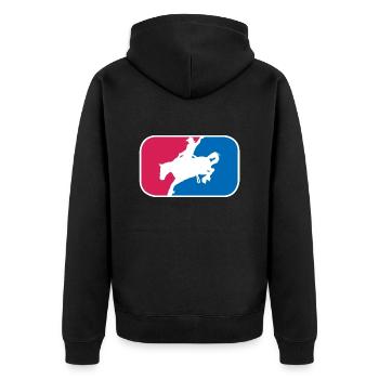 Rodeo Cowboy Reiten Western lustige Geschenk - Unisex Premium Bio Zip Hoodie - Schwarz - Hinten - Nico (187cm)
