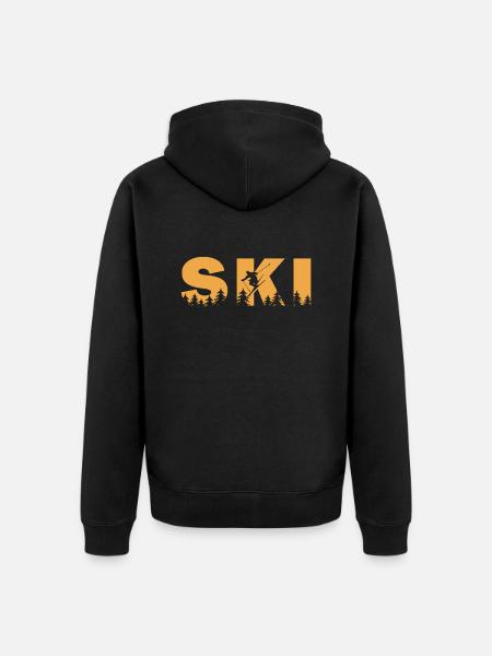 Ski. Ski Winter Sports - Unisex Premium Organic Zip Hoodie - black