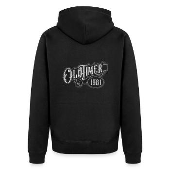 Oldtimer - Unisex Premium Bio Zip Hoodie - Schwarz - Hinten - Nico (187cm)