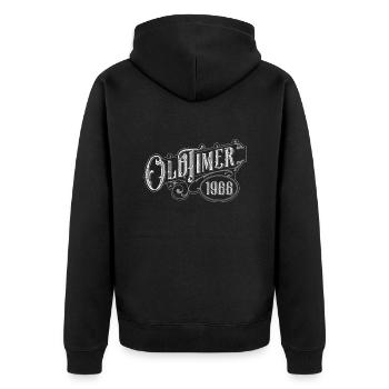 Oldtimer - Unisex Premium Bio Zip Hoodie - Schwarz - Hinten - Nico (187cm)