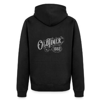 Oldtimer - Unisex Premium Bio Zip Hoodie - Schwarz - Hinten - Nico (187cm)