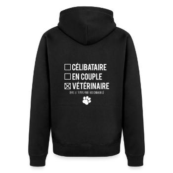 Célibataire En Couple Meilleur Vétérinaire Humour - Veste à capuche bio Premium Unisexe - noir - Dos - Nico (187cm)