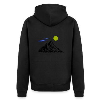 Berge - Unisex Premium Bio Zip Hoodie - Schwarz - Hinten - Nico (187cm)
