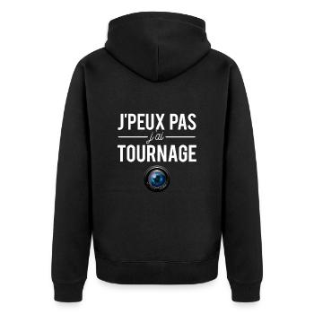 J'Peux Pas J'ai Tournage Blague Vidéaste Humour - Veste à capuche bio Premium Unisexe - noir - Dos - Nico (187cm)