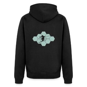 skiing ski skier - Unisex Premium Bio Zip Hoodie - Schwarz - Hinten - Nico (187cm)