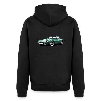 E type jag sketch - Unisex Premium Organic Zip Hoodie - black - Back - Nico (187cm)