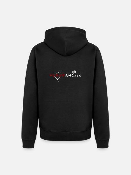 Horseaholic weiß - Unisex Premium Bio Zip Hoodie - Schwarz