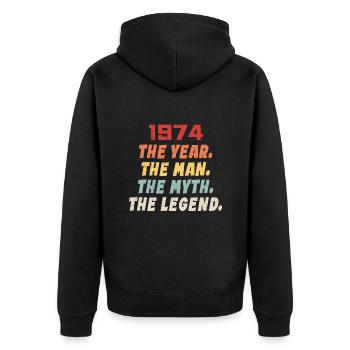 1974 Geburtstagsgeschenk, die Legenden geboren 1974 - Unisex Premium Bio Zip Hoodie - Schwarz - Hinten - Nico (187cm)