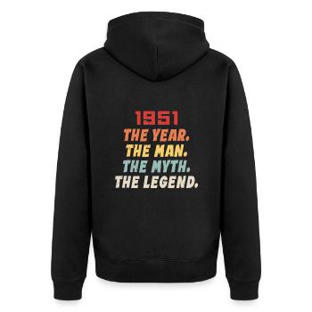 1951 Birthday present, legends born 1951 - Unisex Premium Organic Zip Hoodie - black - Back - Nico (187cm)