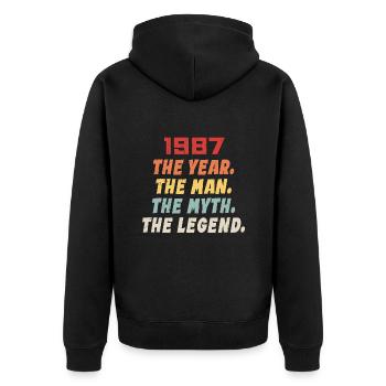 1987 Cadeau D'anniversaire, Les Légendes Nées 1987 - Veste à capuche bio Premium Unisexe - noir - Dos - Nico (187cm)
