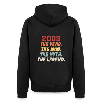 2003 Birthday Present, The Legends Born 2003 - Unisex Premium Organic Zip Hoodie - black - Back - Nico (187cm)