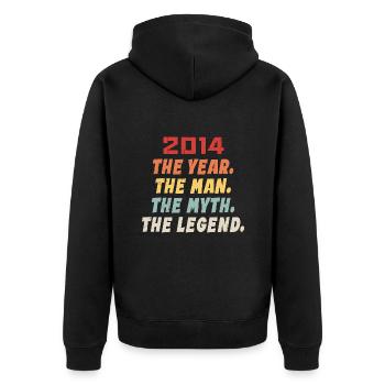 2014 Geburtstagsgeschenk, die Legenden geboren 2014 - Unisex Premium Bio Zip Hoodie - Schwarz - Hinten - Nico (187cm)
