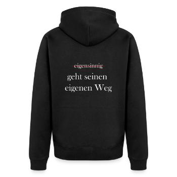 Eigensinnig Wortspiel Euphemismus - Unisex Premium Bio Zip Hoodie - Schwarz - Hinten - Nico (187cm)