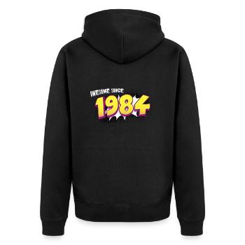 39e anniversaire rétro dans le style de bande dessinée Pop Art - Veste à capuche bio Premium Unisexe - noir - Dos - Nico (187cm)