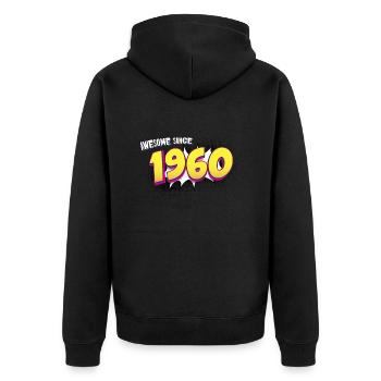 Rétro 63e anniversaire dans le style Pop Art Comic Book - Veste à capuche bio Premium Unisexe - noir - Dos - Nico (187cm)