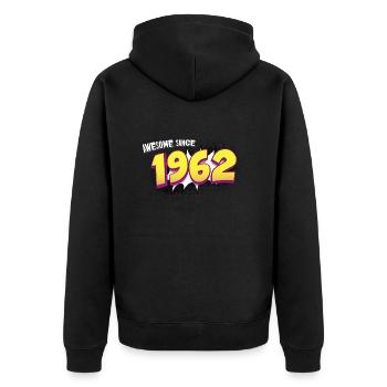 Retro 61st birthday in Pop Art Comic Book Style - Unisex Premium Organic Zip Hoodie - black - Back - Nico (187cm)