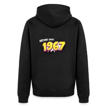 Retro 56th birthday in Pop Art Comic Book Style - Unisex Premium Organic Zip Hoodie - black - Back - Nico (187cm)