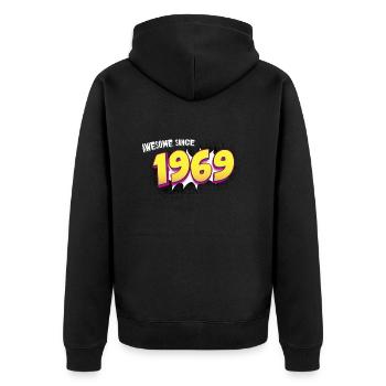 Retro 54th birthday in Pop Art Comic Book Style - Unisex Premium Organic Zip Hoodie - black - Back - Nico (187cm)