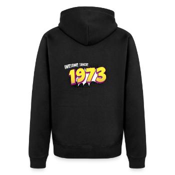 Retro 50th birthday in Pop Art Comic Book Style - Unisex Premium Organic Zip Hoodie - black - Back - Nico (187cm)