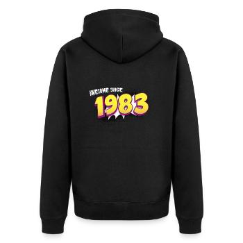 Retro 40th birthday in Pop Art Comic Book Style - Unisex Premium Organic Zip Hoodie - black - Back - Nico (187cm)