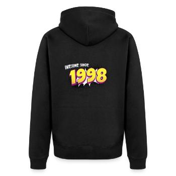 Retro 25th birthday in Pop Art Comic Book Style - Unisex Premium Organic Zip Hoodie - black - Back - Nico (187cm)