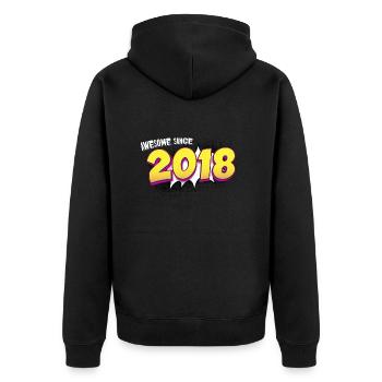 Retro 5th birthday in Pop Art Comic Book Style - Unisex Premium Organic Zip Hoodie - black - Back - Nico (187cm)