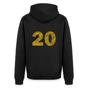 Anniversaire 20 ans - Veste à capuche bio Premium Unisexe - noir - Dos - Nico (187cm)