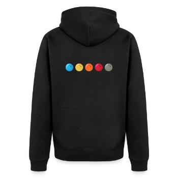 bowling bowlingkugel strike bowlingbahn xxx - Unisex Premium Bio Zip Hoodie - Schwarz - Hinten - Nico (187cm)