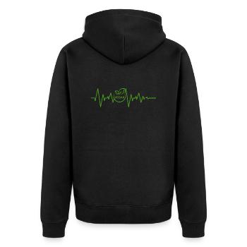 vegan ekg Herzschlag Puls veganuary Tierrechte - Unisex Premium Bio Zip Hoodie - Schwarz - Hinten - Nico (187cm)