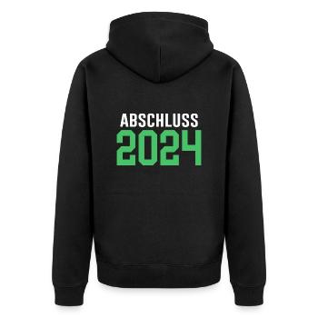 Abschluss 2024 Abschlussfeier - Unisex Premium Bio Zip Hoodie - Schwarz - Hinten - Nico (187cm)