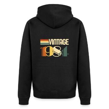 Vintage 1984 - 1984 Anniversary Gift - Unisex Premium Organic Zip Hoodie - black - Back - Nico (187cm)