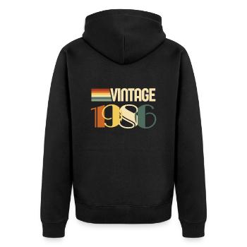 Jahrgang 1986 - 1986 Jubiläumsgeschenk - Unisex Premium Bio Zip Hoodie - Schwarz - Hinten - Nico (187cm)