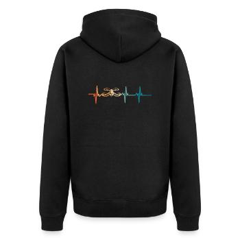 Heartbeat Drone - Unisex Premium Organic Zip Hoodie - black - Back - Nico (187cm)