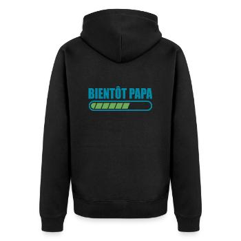 bientôt papa cadeau annonce drôle promu futur papa - Veste à capuche bio Premium Unisexe - noir - Dos - Nico (187cm)