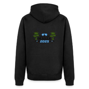 malle 2025 - Unisex Premium Bio Zip Hoodie - Schwarz - Hinten - Nico (187cm)