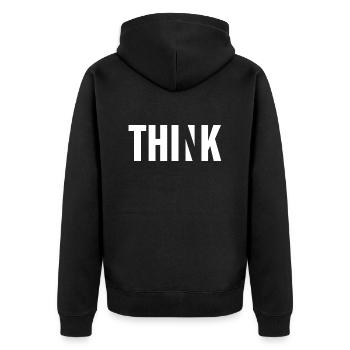 Think - Unisex Premium Organic Zip Hoodie - black - Back - Nico (187cm)