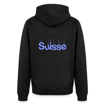 SWITZERLAND. HUMOR. COUNTRY. FLAG. GENEVA. LAUSANNE - Unisex Premium Organic Zip Hoodie - black - Back - Nico (187cm)